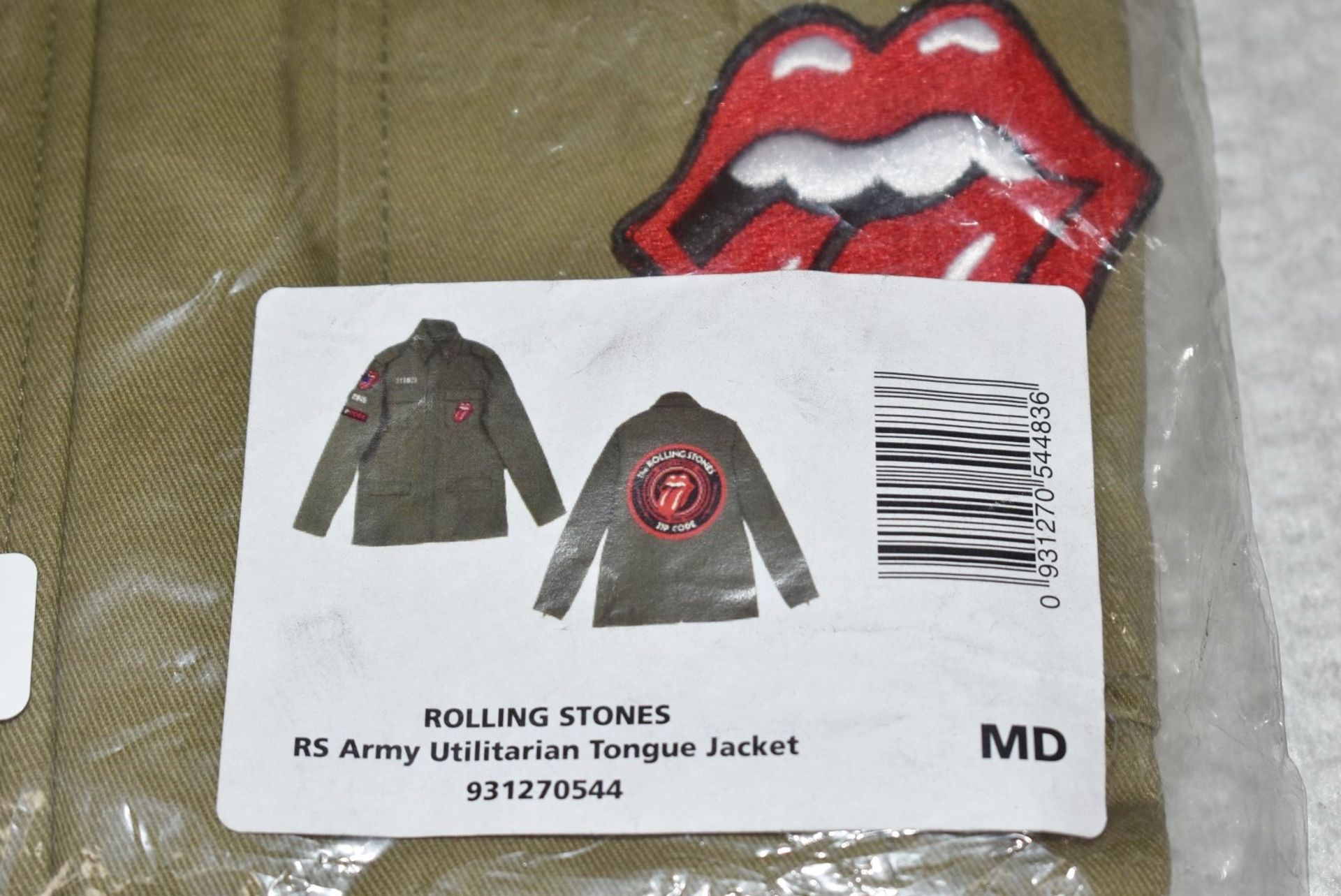 1 x Rolling Stones RS Army Utilitarian Iconic Zip Code Tongue Khaki Jacket - Size: Medium - - Image 4 of 4