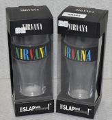 2 x Nirvana Slap Band Drinking Glasses With Gift Boxes - Officially Licensed Merchandise - New &