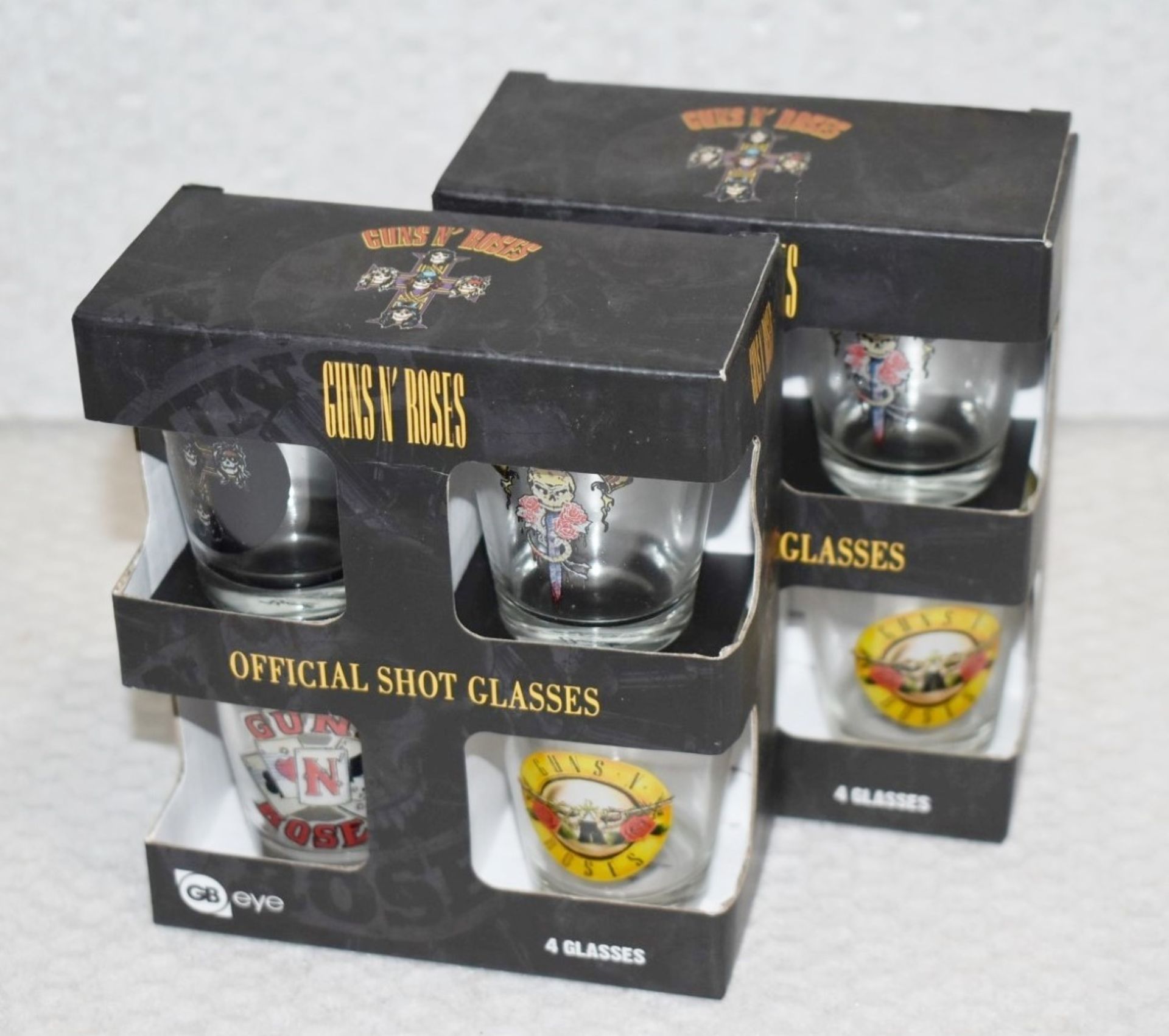2 x Sets of Official Guns n Roses Shot Glass Gift Packs - Each Pack Contains 4 x 1oz Shot Glasses - - Image 5 of 5