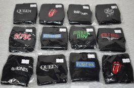 12 x Sweatbands Featuring Queen, Rolling Stones, Ramones, Guns N Roses, Greenday and More -