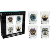 3 x Sets of Pink Floyd Shot Glass Gift Packs - Each Pack Contains 4 x 1oz Shot Glasses - Officially