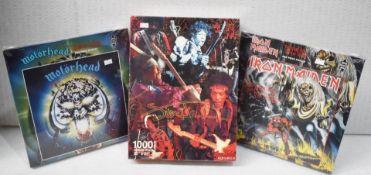3 x Jigsaws Puzzles By Rock Saws/Aquarius - Includes Jimi Hendrix, Motorhead & Iron Maiden -
