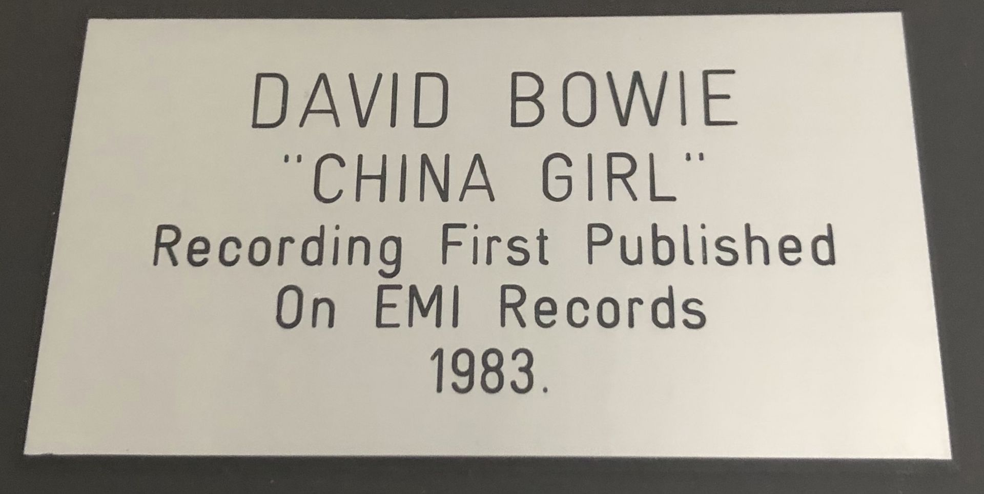 1 x David Bowie 'China Girl' Silver 7 Inch Vinyl - Mounted and Presented in Black Frame - Ref: - Image 3 of 3
