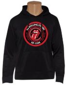 1 x Rolling Stones Men's Zip Code Pullover Hoodie in Black With Front Pocket - Officially Licensed