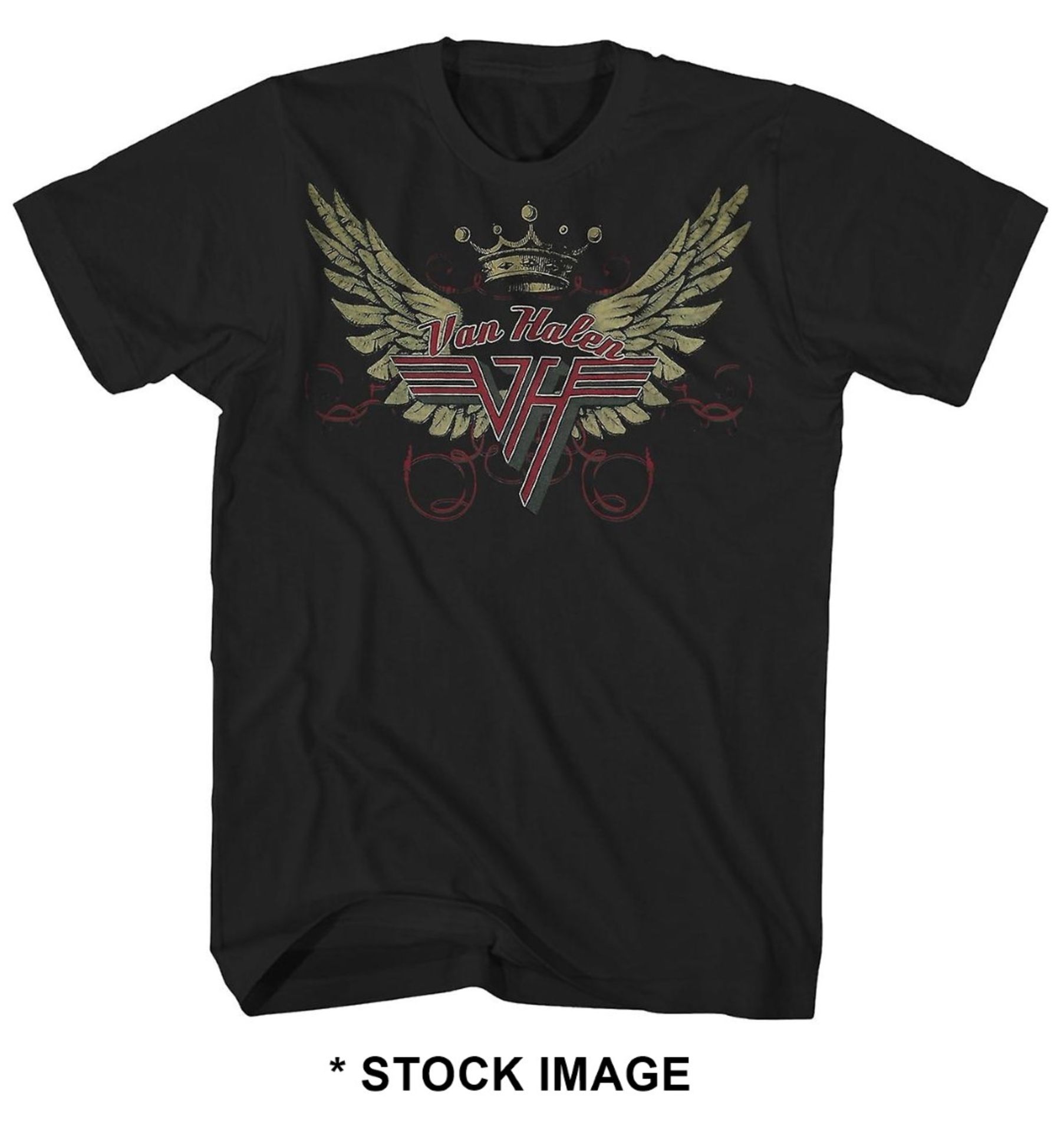 1 x VAN HALEN Wings Logo Short Sleeve Men's T-Shirt by M& O Gold - Size: XXL - Colour: Black -