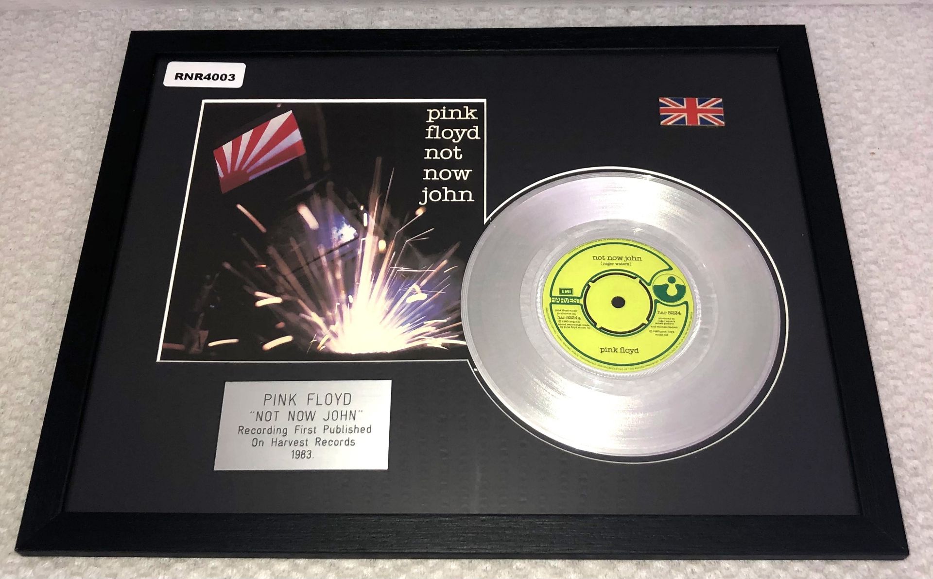 1 x Pink Floyd 'Not Now John' Silver 7 Inch Vinyl - Mounted and Presented in Black Frame - Ref: