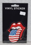 100 x Rolling Stones Vinyl Stickers - Iconic Tongue and Lips Logo With American Flag - Officially