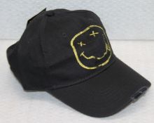 1 x Nirvana Baseball Cap Featuring the Iconic X-Eye Smiley Face Logo - Colour: Black / Yellow - One