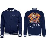 1 x Queen Mens Baseball Jacket in Blue With Crest Design Motif - Officially Licensed Merchandise -