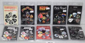 10 x Assorted Guitar Pick Multipacks By Perri's- 6 Picks Per Pack - Features Bowie, Pink Floyd,