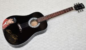 1 x Miniature Hand Made Guitar - Elvis Presley Black Gibson Acoustic Guitar - New & Unused - RRP £