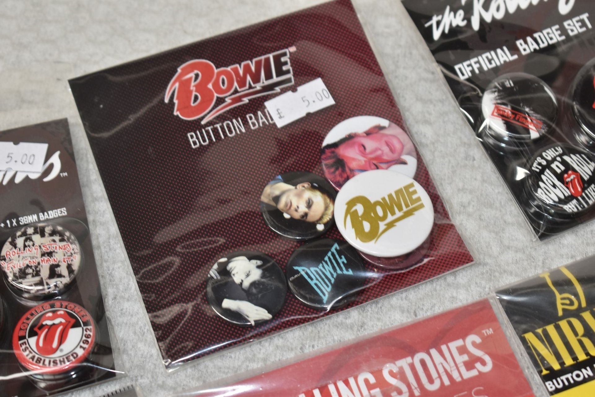 Approx 70 x Various Button Badge Multipack Sets - Rolling Stones, Nirvana, Guns n Roses, David - Image 4 of 9