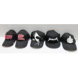 5 x Assorted Baseball Cap Featuring Kiss, Rolling Stones, U2, Metallica and Ozzy Osbourne - Colour: