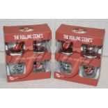 2 x Sets of Official Rolling Stones Shot Glass Gift Packs - Each Pack Contains 4 x 1oz Shot Glasses