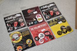 Approx 70 x Various Button Badge Multipack Sets - Rolling Stones, Nirvana, Guns n Roses, David