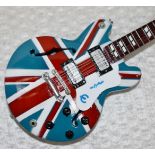 1 x Miniature Hand Made Guitar - Noel Gallagher Union Jack Gibson 335 - New & Unused - RRP £35 -