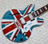 1 x Miniature Hand Made Guitar - Noel Gallagher Union Jack Gibson 335 - New & Unused - RRP £35 -