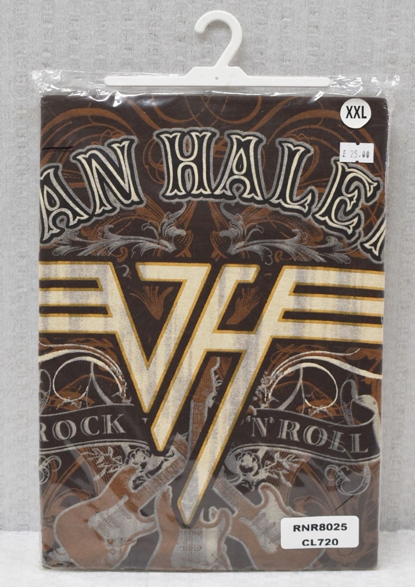 1 x VAN HALEN Rock and Roll Logo Short Sleeve Men's T-Shirt by Gildan - Size: XXL - Colour: Brown - - Image 2 of 6