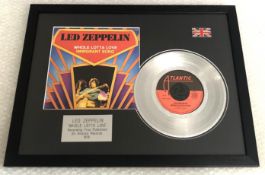 1 x Led Zeppelin 'Whole Lotta Love Immigrant Song' Silver 7 Inch Vinyl - Mounted and Presented in