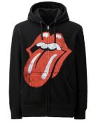 1 x Rolling Stones Zip Hoodie With Distressed Iconic Tongue Logo - Size: Medium - Officially