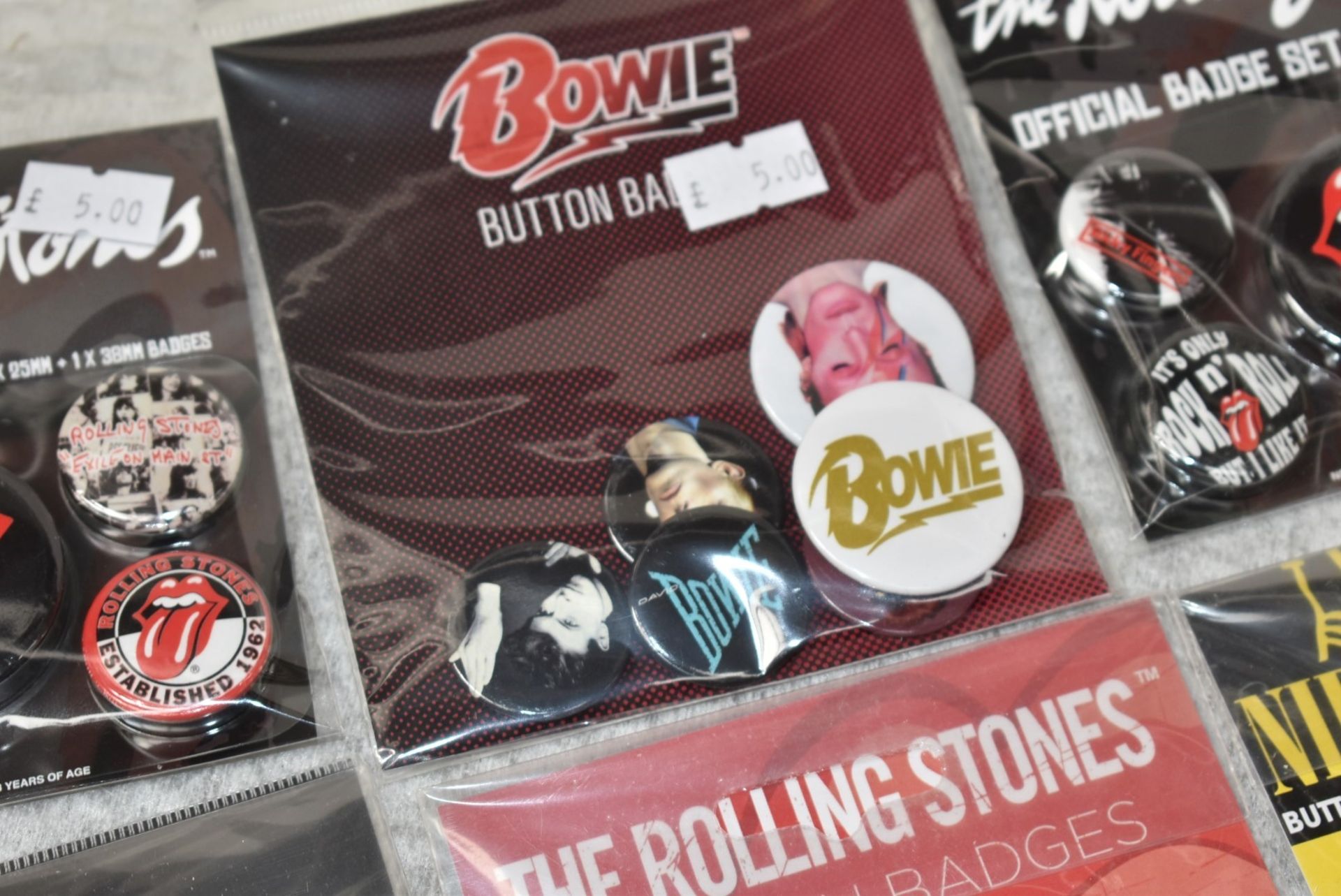 Approx 70 x Various Button Badge Multipack Sets - Rolling Stones, Nirvana, Guns n Roses, David - Image 5 of 9