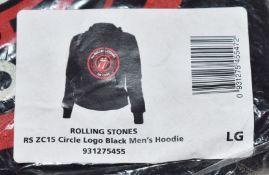 1 x Rolling Stones Mens's Zip Code Pullover Hoodie in Black With Front Pocket - Officially Licensed