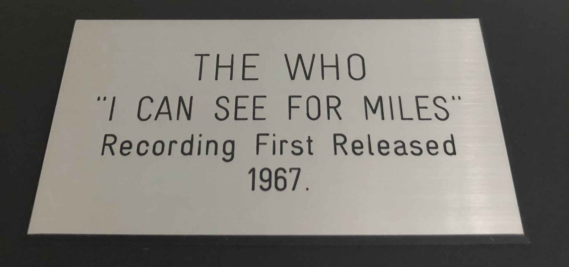 1 x The Who 'I Cant See For Miles' Silver 7 Inch Vinyl - Mounted and Presented in Black Frame - Ref: - Image 3 of 3