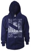 1 x Led Zeppelin Vintage Print Men's Zip Hoodie Jacket - White/Blue - Size: Medium - Officially