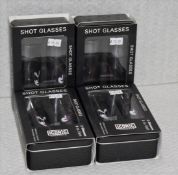 4 x Kiss 2oz Shot Glass Silhouette Sets in Metal Collectors Case - Officially Licensed