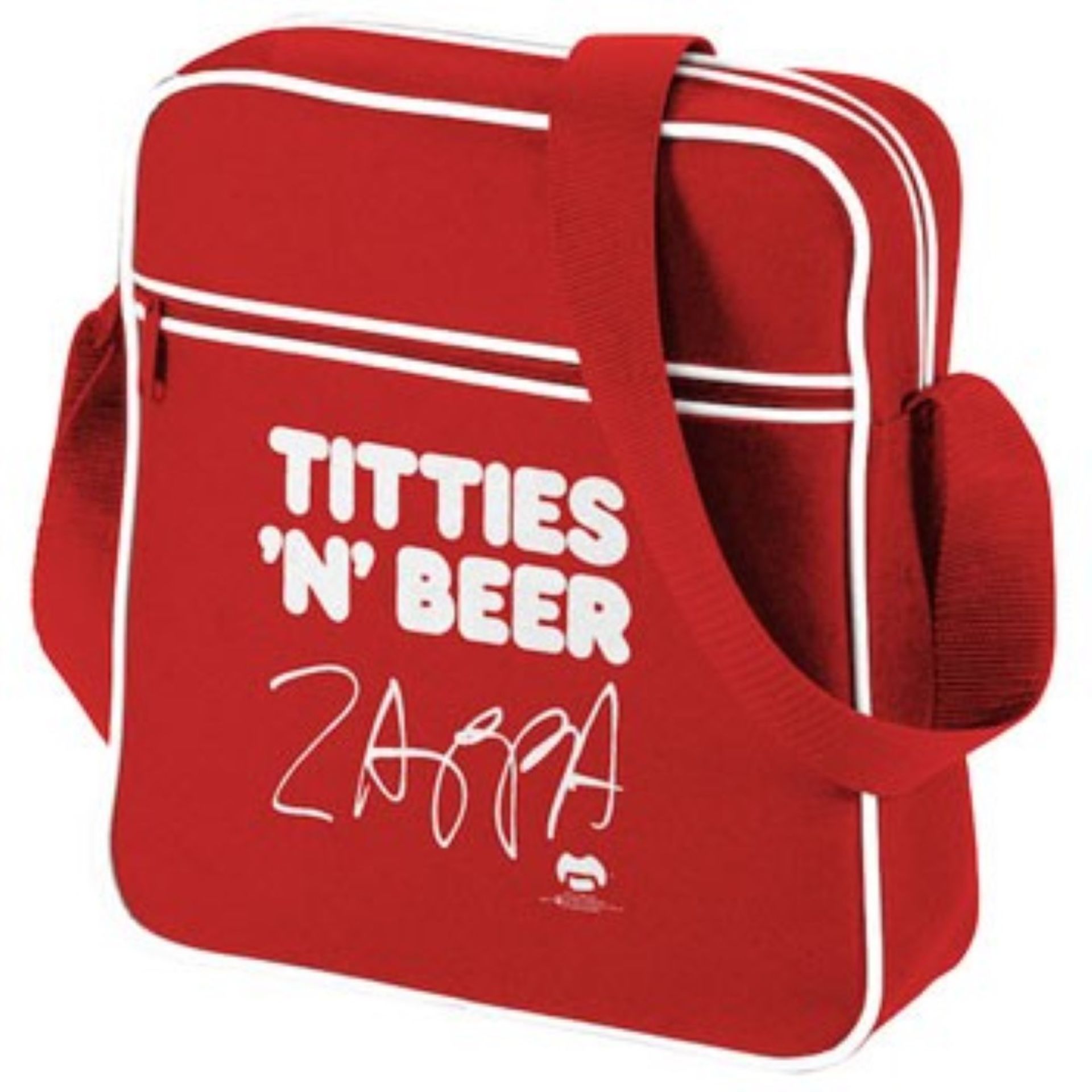 1 x Frank Zappa Retro Flight Bag - Titties 'N' Beer - Officially Licensed Merchandise - New &