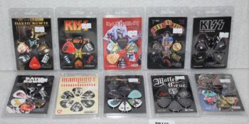 10 x Assorted Guitar Pick Multipacks By Perri's- 6 Picks Per Pack - Features Bowie, Pink Floyd,