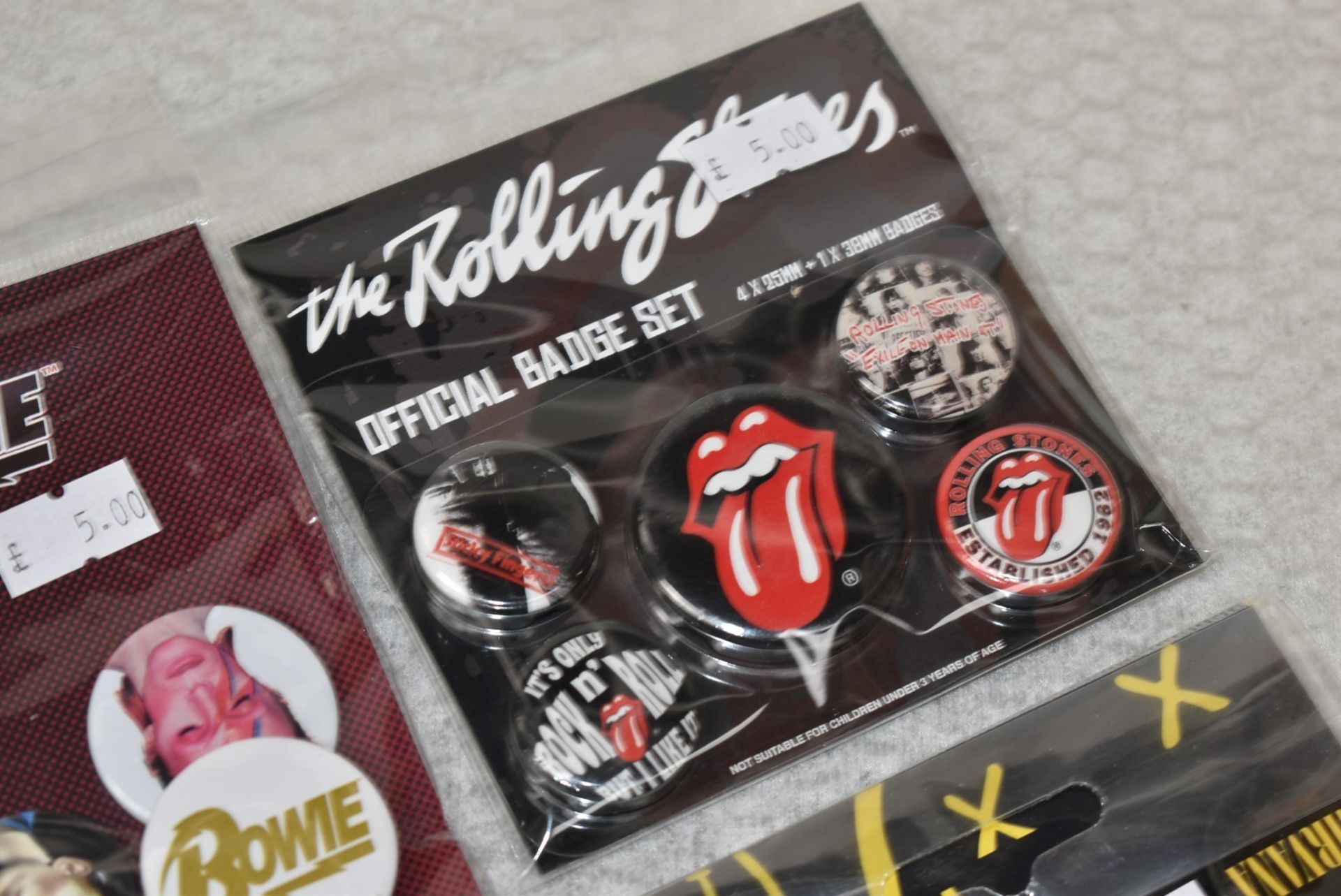 Approx 70 x Various Button Badge Multipack Sets - Rolling Stones, Nirvana, Guns n Roses, David - Image 6 of 9