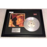 1 x David Bowie 'China Girl' Silver 7 Inch Vinyl - Mounted and Presented in Black Frame - Ref: