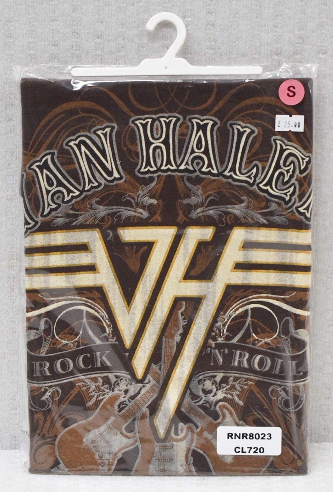 1 x VAN HALEN Rock and Roll Logo Short Sleeve Men's T-Shirt by Gildan - Size: Small - Colour: Brown - Image 2 of 6