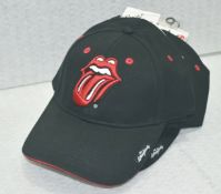 4 x Rolling Stones Baseball Caps Featuring the Iconic Tongue and Lips Logo - Colour: Black - One