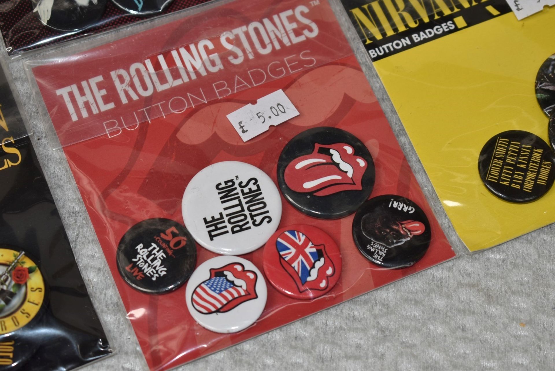 Approx 70 x Various Button Badge Multipack Sets - Rolling Stones, Nirvana, Guns n Roses, David - Image 8 of 9