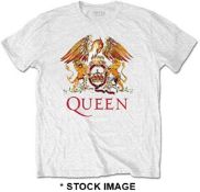 1 x QUEEN Classic Crest Logo Short Sleeve Men's T-Shirt by Drama Fuelled and Regal Rock - Size:
