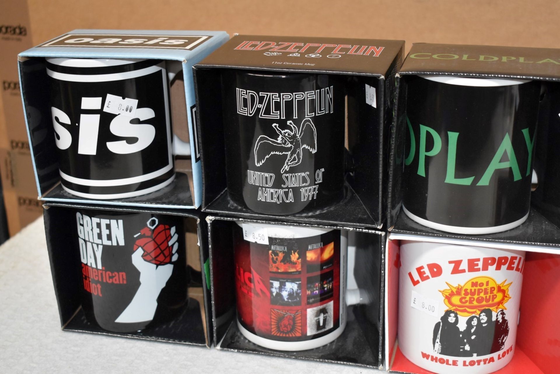 6 x Assorted Rock n Roll Themed Band Drinking Mugs - Includes Green Day, Oasis, Coldplay, Led - Image 4 of 4