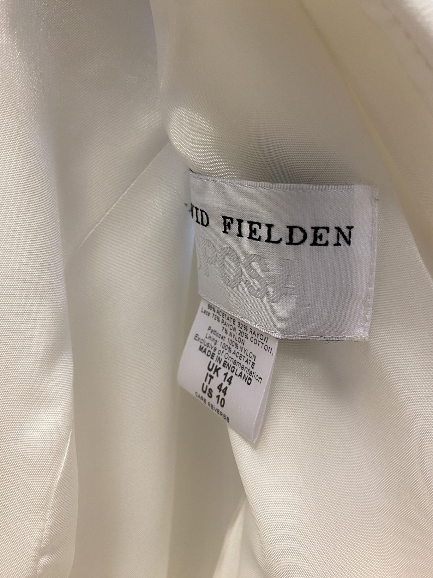 1 x DAVID FIELDEN '8816' Jewel Neck Full Skirted Designer Wedding Dress RRP £2,850 UK 12 - Image 8 of 9