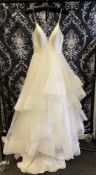 1 x ALLURE '9705' Stunning Chiffon Sculpted Skirted Designer Wedding Dress RRP £2,100 UK12