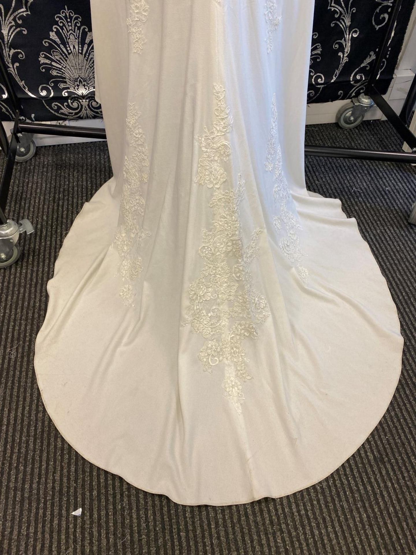 1 x MORI LEE Stunning Chiffon & Lace Biased Cut Designer Wedding Dress Bridal Gown RRP £1,500 UK 12 - Image 8 of 10