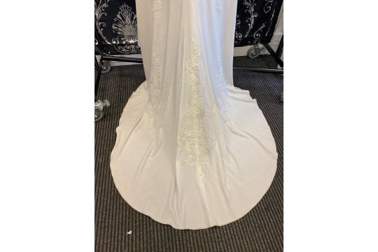 1 x MORI LEE Stunning Chiffon & Lace Biased Cut Designer Wedding Dress Bridal Gown RRP £1,500 UK 12 - Image 8 of 10