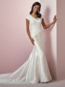 1 x REBECCA INGRAM 'Laynie Anne' Lace And Satin, Cap Sleeved Designer Wedding Dress RRP £1,250 UK 10