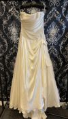 1 x ALAN HANNAH 'Phoebe' Strapless Satin Draped Designer Wedding Dress RRP £2,250 UK 14