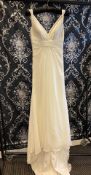 1 x LUSAN MANDONGUS 'Quinian' Grecian Style Biased Draped Designer Wedding Dress RRP £1,500 UK8
