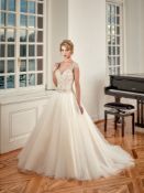 1 x DIANE LE GRAND '6122' Beautiful Full Skirt Chiffon & Lace Designer Wedding Dress RRP £1,850 UK12