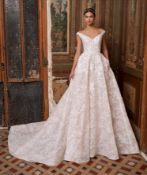 1 x PRONOVIAS Full Lace Empire Line Designer Wedding Dress Bridal Gown RRP £1,850 UK12