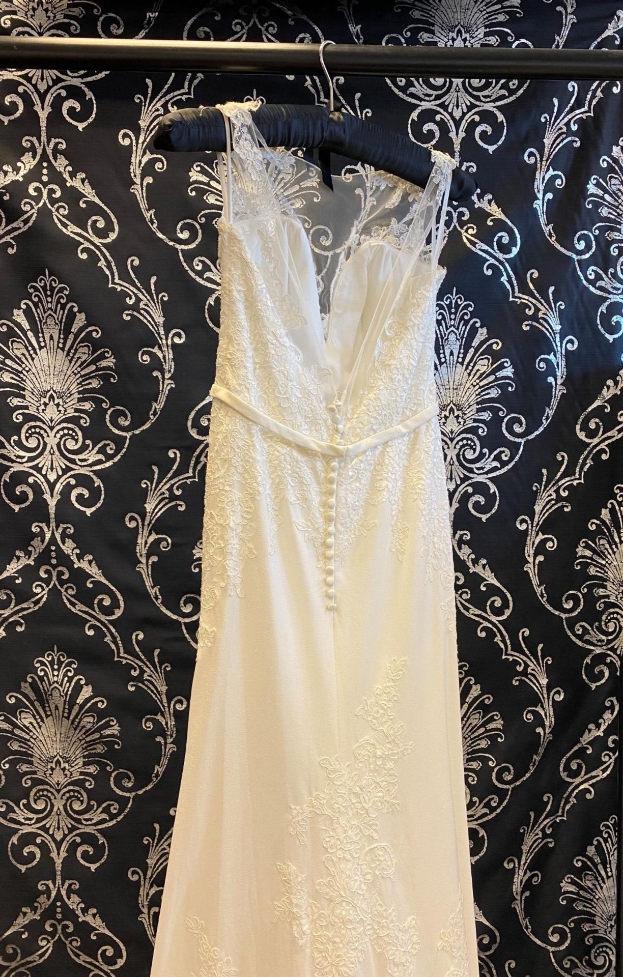 1 x MORI LEE Stunning Chiffon & Lace Biased Cut Designer Wedding Dress Bridal Gown RRP £1,500 UK 12 - Image 2 of 10