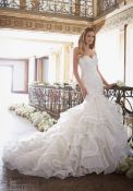 1 x MORI LEE '2879' Exceptional Strapless Lace Mermaid Style Designer Wedding Dress RRP £1,650 UK12