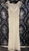 1 x LUSAN MANDONGUS Lace And Beaded Designer Wedding Dress Bridal Gown RRP £1,200 UK 12